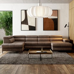 Großes Luxus Ecksofa U-Form Braun