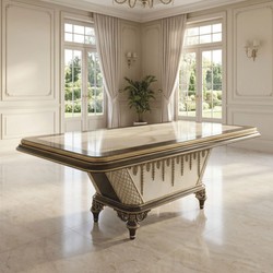 Luxus Barock Esszimmer Set Beige / Schwarz / Gold Luxus Barock Esszimmer Set Beige / Schwarz / Gold