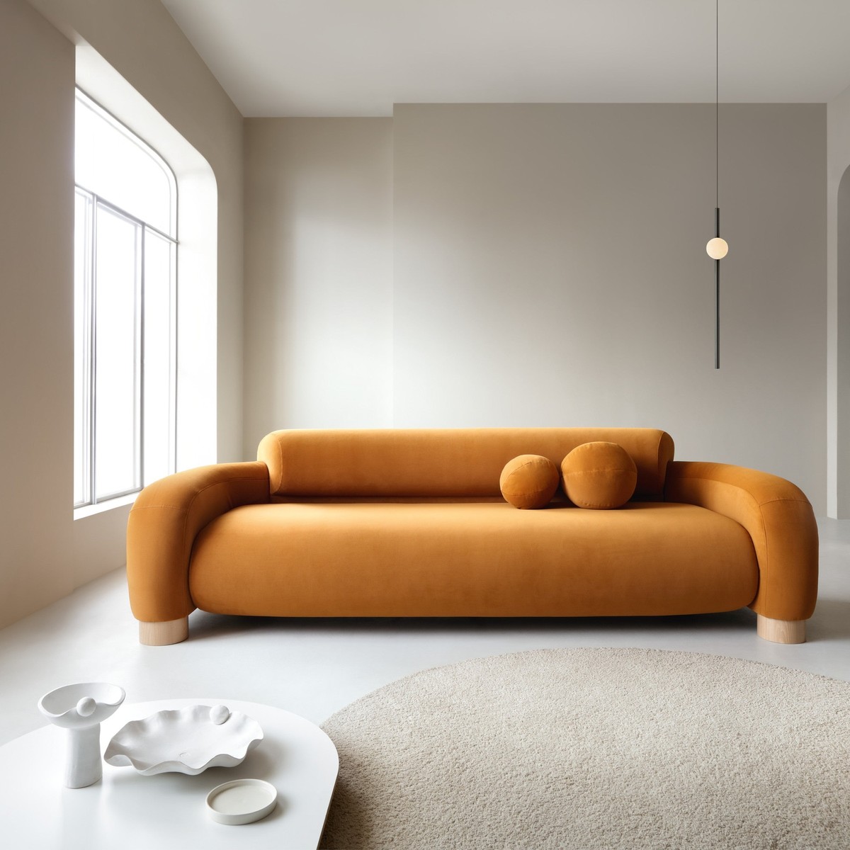Casa Padrino Luxus Samtsofa Orange 273 cm - 4-Sitzer Sofa mit Holzfüßen - Wohnzimmer Sofa - Hotel Möbel Casa Padrino Luxus Samtsofa Orange 273 cm - 4-Sitzer Sofa mit Holzfüßen - Wohnzimmer Sofa - Hotel Möbel