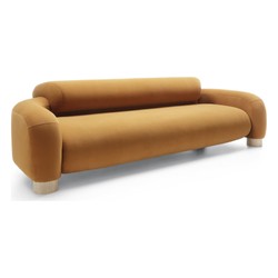 Casa Padrino Luxus Samtsofa Orange 273 cm - 4-Sitzer Sofa mit Holzfüßen - Wohnzimmer Sofa - Hotel Möbel Casa Padrino Luxus Samtsofa Orange 273 cm - 4-Sitzer Sofa mit Holzfüßen - Wohnzimmer Sofa - Hotel Möbel