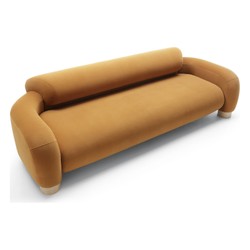 Casa Padrino Luxus Samtsofa Orange 273 cm - 4-Sitzer Sofa mit Holzfüßen - Wohnzimmer Sofa - Hotel Möbel Casa Padrino Luxus Samtsofa Orange 273 cm - 4-Sitzer Sofa mit Holzfüßen - Wohnzimmer Sofa - Hotel Möbel