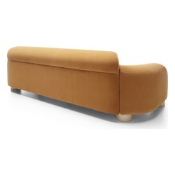 Casa Padrino Luxus Samtsofa Orange 273 cm - 4-Sitzer Sofa mit Holzfüßen - Wohnzimmer Sofa - Hotel Möbel Casa Padrino Luxus Samtsofa Orange 273 cm - 4-Sitzer Sofa mit Holzfüßen - Wohnzimmer Sofa - Hotel Möbel