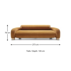Casa Padrino Luxus Samtsofa Orange 273 cm - 4-Sitzer Sofa mit Holzfüßen - Wohnzimmer Sofa - Hotel Möbel Casa Padrino Luxus Samtsofa Orange 273 cm - 4-Sitzer Sofa mit Holzfüßen - Wohnzimmer Sofa - Hotel Möbel