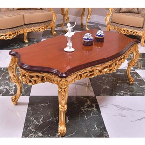 Luxus Barock Couchtisch Braun Gold