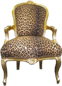 Baroque salon chair leopard / gold Baroque salon chair leopard / gold