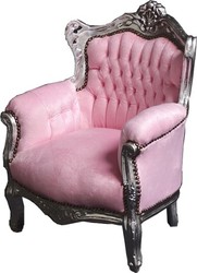 Casa Padrino Poltrona Barocca per Bambini Tron in Rosa e Argento, 84 x 58 cm, Legno Massello Artigianale Casa Padrino Poltrona Barocca per Bambini Tron in Rosa e Argento, 84 x 58 cm, Legno Massello Artigianale