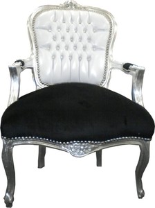 Casa Padrino Baroque Salon Chair White / Black Bling Bling Casa Padrino Baroque Salon Chair White / Black Bling Bling