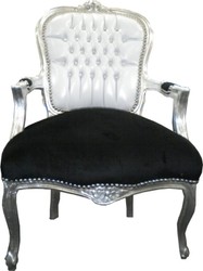 Casa Padrino barocco Salon Chair Bianco / Nero Bling Bling Casa Padrino barocco Salon Chair Bianco / Nero Bling Bling