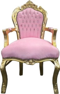 Casa Padrino Barock Esszimmer Stuhl Rosa Gold Bling Bling Glitzersteine Baroque Arm Chair mit Armlehnen Armlehner Rhinstones Rose Furniture Interior Casa Padrino Barock Esszimmer Stuhl Rosa Gold Bling Bling Glitzersteine Baroque Arm Chair mit Armlehnen Armlehner Rhinstones Rose Furniture Interior