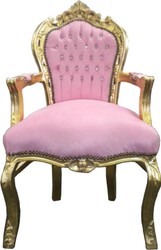 Casa Padrino Silla de comedor barroca rosa / oro con brillantes Bling Bling, altura 108 cm, ancho 53 cm, profundidad 57 cm Casa Padrino Silla de comedor barroca rosa / oro con brillantes Bling Bling, altura 108 cm, ancho 53 cm, profundidad 57 cm