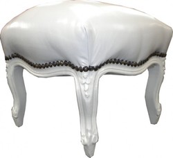 Casa Padrino Barock Fußhocker Hocker Weiß Weiß Baroque Foot Stool White Casa Padrino Barock Fußhocker Hocker Weiß Weiß Baroque Foot Stool White