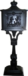 Casa Padrino cassetta delle lettere in piedi Art Nouveau nero - Cassetta delle lettere in alluminio - Cassetta delle lettere a colonna Casa Padrino cassetta delle lettere in piedi Art Nouveau nero - Cassetta delle lettere in alluminio - Cassetta delle lettere a colonna