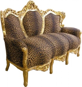 Casa Padrino Barock Lounge Sofa King Leopard / Gold, Breite 180 cm, Tiefe 80 cm, Höhe 120 cm Casa Padrino Barock Lounge Sofa King Leopard / Gold, Breite 180 cm, Tiefe 80 cm, Höhe 120 cm