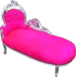 Casa Padrino Chaise Longue Barocca King, Tessuto Velluto Rosa, Struttura Argento, 155 x 70 x 100 cm Casa Padrino Chaise Longue Barocca King, Tessuto Velluto Rosa, Struttura Argento, 155 x 70 x 100 cm