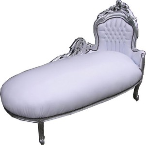 Chaiselounge "King" White leatherlook / Silver Chaiselounge "King" White leatherlook / Silver