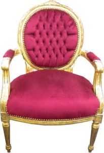Casa Padrino Silla de Salón Barroca Estilo Antiguo, Tela de Terciopelo Burdeos y Oro, Altura 100 cm Casa Padrino Silla de Salón Barroca Estilo Antiguo, Tela de Terciopelo Burdeos y Oro, Altura 100 cm