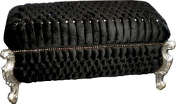 Casa Padrino Baroque Bench Chest in Antique Style, Black / Silver with Bling Bling Stones, 120 x 55 x 58 cm Casa Padrino Baroque Bench Chest in Antique Style, Black / Silver with Bling Bling Stones, 120 x 55 x 58 cm