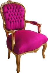 Casa Padrino Silla de Salón Barroca Rosa / Oro - Altura 93 cm - Silla de Lujo Artesanal de Madera Maciza Casa Padrino Silla de Salón Barroca Rosa / Oro - Altura 93 cm - Silla de Lujo Artesanal de Madera Maciza