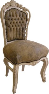 Barocco Cena sedia marrone chiaro / Crema similpelle