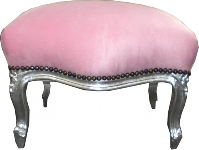 Baroque stool pink / silver medium Baroque stool pink / silver medium
