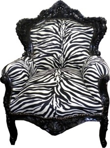 Casa Padrino Sillón Barroco King Cebra / Negro, Madera Maciza, 120 x 85 x 85 cm Casa Padrino Sillón Barroco King Cebra / Negro, Madera Maciza, 120 x 85 x 85 cm