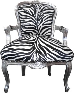 Baroque salon chair zebra / silver Baroque salon chair zebra / silver