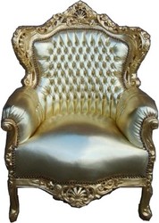 Casa Padrino Fauteuil Baroque King en Or avec Similicuir Doré, 120 x 85 x 85 cm Casa Padrino Fauteuil Baroque King en Or avec Similicuir Doré, 120 x 85 x 85 cm