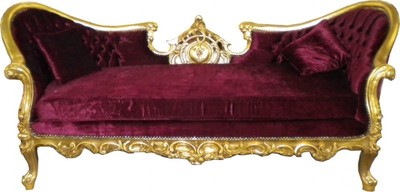 Casa Padrino Barock Sofa Vampire Bordeaux Gold, 200 x 75 x 82 cm, handgefertigtes Luxussofa im Antikstil Casa Padrino Barock Sofa Vampire Bordeaux Gold, 200 x 75 x 82 cm, handgefertigtes Luxussofa im Antikstil