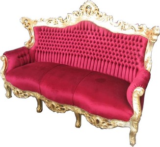 Casa Padrino Barock Sofa Master im edlen Bordeaux Rot und Gold, Breite 210 cm, Höhe 135 cm, Tiefe 90 cm Casa Padrino Barock Sofa Master im edlen Bordeaux Rot und Gold, Breite 210 cm, Höhe 135 cm, Tiefe 90 cm