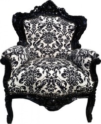 Sessel King Schwarz Weiß Muster Barock Baroque Furniture Arm Chair Sessel King Schwarz Weiß Muster Barock Baroque Furniture Arm Chair