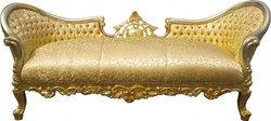 Casa Padrino Divano Barocco Vampire Motivo Oro Raso 200 x 75 x 82 cm - Pezzo Unico Fatto a Mano Casa Padrino Divano Barocco Vampire Motivo Oro Raso 200 x 75 x 82 cm - Pezzo Unico Fatto a Mano