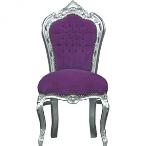 Casa Padrino Chaise de salle à manger baroque style antique - Violet / Argent - 108 x 53 x 57 cm
