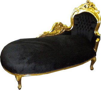Casa Padrino Chaise Longue Barroca King, Recamiere de Lujo en Negro y Oro, 155 x 70 x 100 cm Casa Padrino Chaise Longue Barroca King, Recamiere de Lujo en Negro y Oro, 155 x 70 x 100 cm
