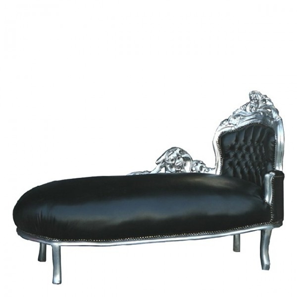 Baroque chaise King Black Leather Look / Silver Baroque chaise King Black Leather Look / Silver