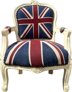 Casa Padrino Baroque Children's Chair Union Jack/Cream - Solid Wood Armchair - 71 x 51 cm