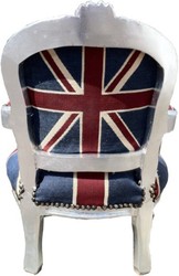 Casa Padrino Baroque Children's Chair Union Jack Design with Silver Frame, 51 x 71 cm Casa Padrino Baroque Children's Chair Union Jack Design with Silver Frame, 51 x 71 cm
