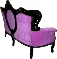 Casa Padrino Sofá Barroco King en estilo antiguo, terciopelo morado y marco de madera maciza negra, 184 x 125 x 81 cm Casa Padrino Sofá Barroco King en estilo antiguo, terciopelo morado y marco de madera maciza negra, 184 x 125 x 81 cm