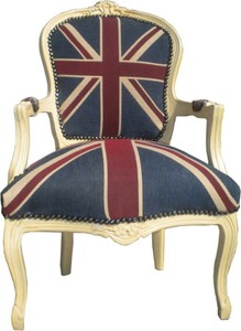 Casa Padrino Baroque salon chair Union Jack design / Cream Casa Padrino Baroque salon chair Union Jack design / Cream