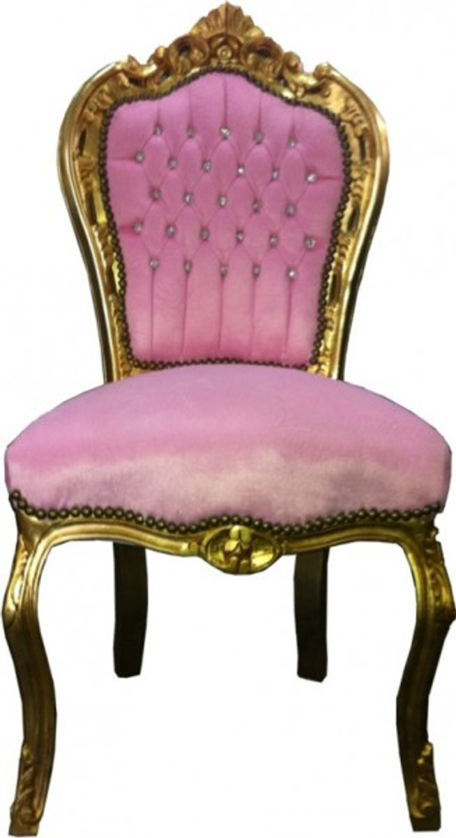 Baroque Chaise dîner rose / or bling bling pierres Baroque Chaise dîner rose / or bling bling pierres