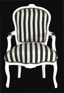 Casa Padrino Baroque Salon chair black / white stripes / white Casa Padrino Baroque Salon chair black / white stripes / white