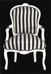 Casa Padrino Baroque Salon chair black / white stripes / white Casa Padrino Baroque Salon chair black / white stripes / white