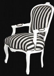 Casa Padrino Baroque Salon chair black / white stripes / white Casa Padrino Baroque Salon chair black / white stripes / white
