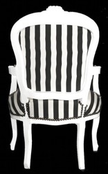 Casa Padrino Baroque Salon chair black / white stripes / white Casa Padrino Baroque Salon chair black / white stripes / white