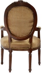 Casa Padrino Sedia da Salotto Barocca in Bruno-Ocra con Righe Oro, 64 x 65 x 100 cm Casa Padrino Sedia da Salotto Barocca in Bruno-Ocra con Righe Oro, 64 x 65 x 100 cm