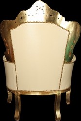 Casa Padrino Poltrona Barocca King Crema/Oro in Ecopelle con Pietre Bling Bling, 120 x 85 x 85 cm