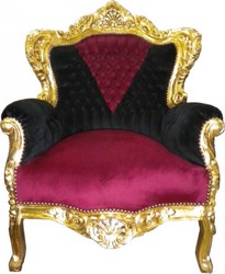 Casa Padrino Fauteuil Baroque King Style Antique, Velours Noir Rouge et Or, 120 x 85 x 85 cm Casa Padrino Fauteuil Baroque King Style Antique, Velours Noir Rouge et Or, 120 x 85 x 85 cm