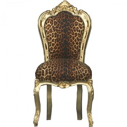 Casa Padrino Barock Esszimmer Stuhl Leopard Gold Leo Baroque Dining Chair Chairs Stühle Dinner Furniture Möbel Interior