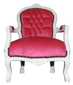 Casa Padrino Baroque Children's Armchair in Pink and White - 71 x 51 cm - Handcrafted Luxury Furniture