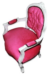 Casa Padrino Fauteuil Baroque pour Enfant en Rose et Blanc - 71 x 51 cm - Meuble de Luxe Artisanal Casa Padrino Fauteuil Baroque pour Enfant en Rose et Blanc - 71 x 51 cm - Meuble de Luxe Artisanal