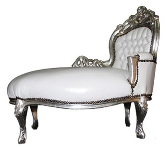 Casa Padrino baroque children chaise longue white / silver - Baroque Furniture